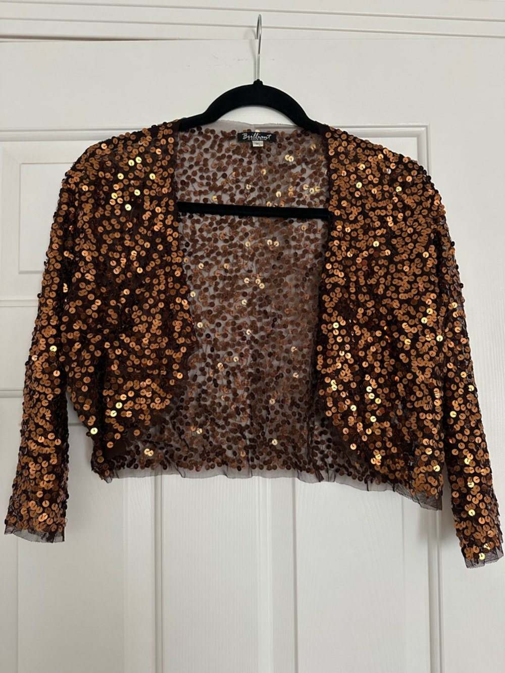 Sequin Open-Front Shrug - Copper